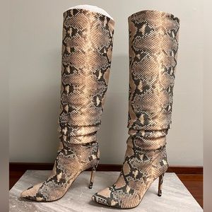 Vince Camuto Kashiano tall leather heeled boot - 9.5 - Snakeskin